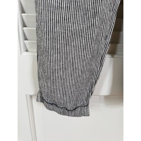 Max Studio Striped Linen Rayon Waist Tie High Waisted Pants - Picture 4 of 13